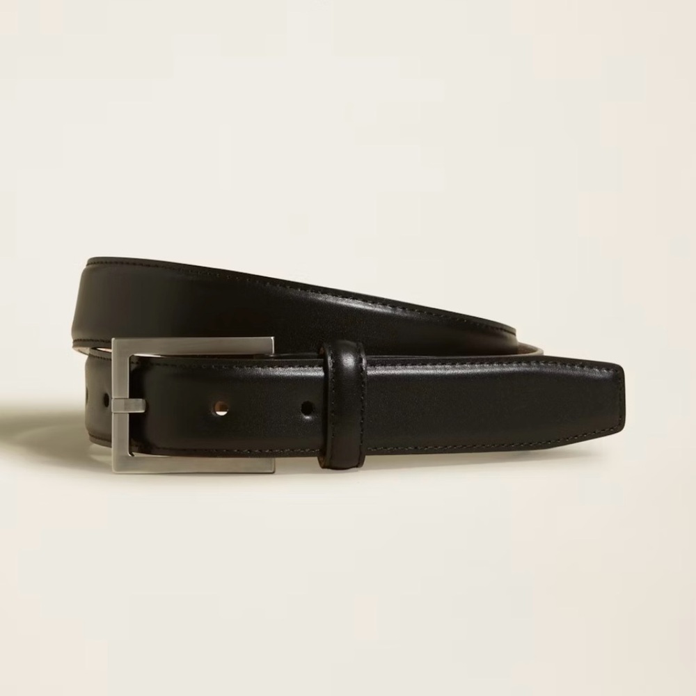 Black Enzo Italian Square Buckle Napa Leather Belt by Italic